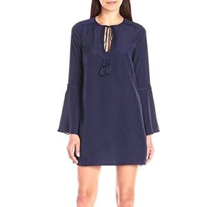 Likely Adair Navy Blue Bell Sleeve Mini Dress Shift Keyhole Neck Revolve XS